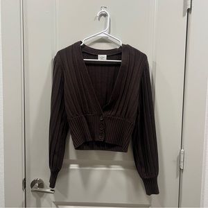 🚫SOLD🚫 Aritzia Wilfred Brown Mocha Plunge Front Cardigan